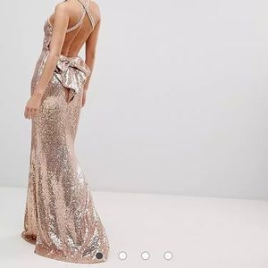 City Goddess Sequins Gown with Bow